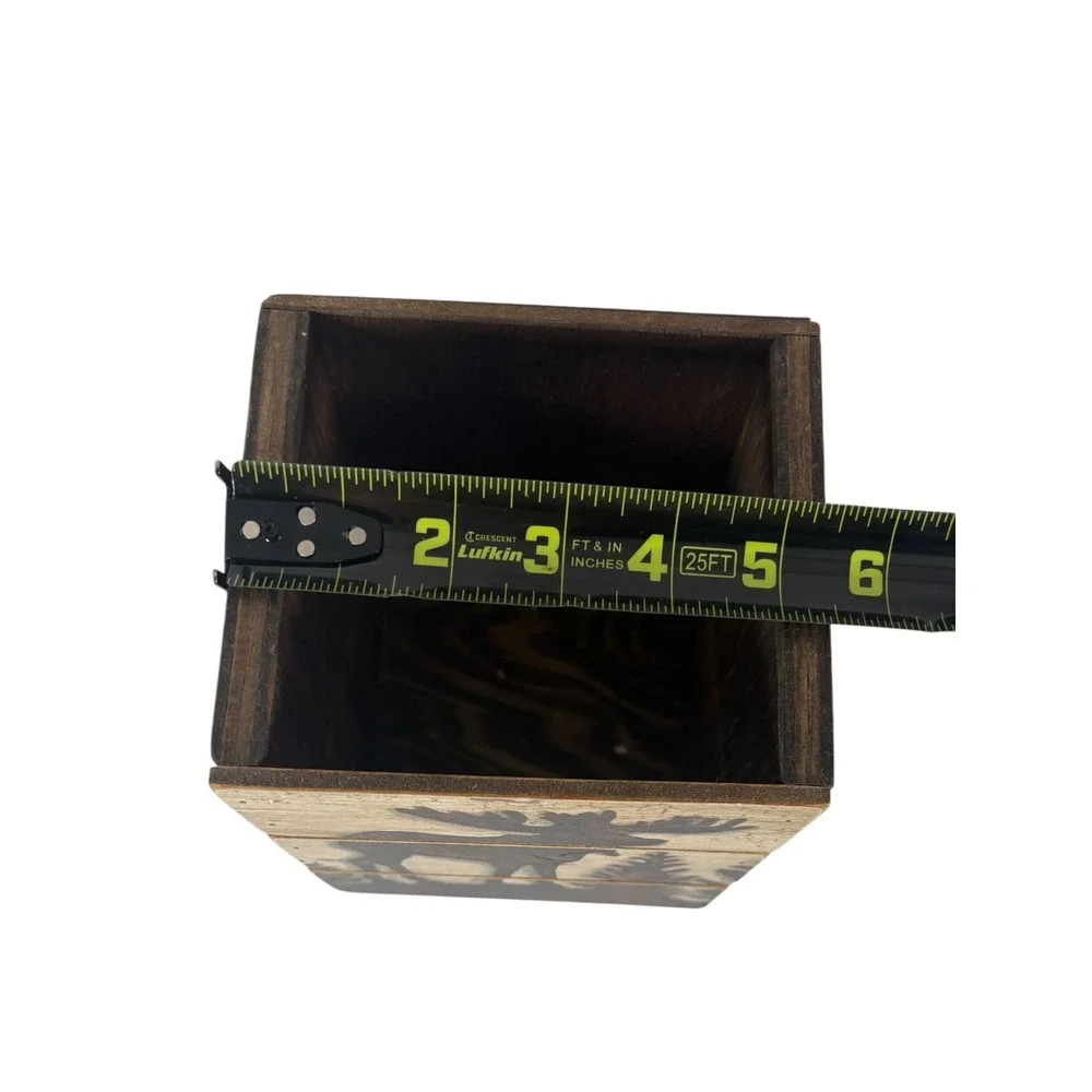 Unbranded Wooden Moose Storage Box Home Decor Brown Excellent Rustic Lodge Cabin